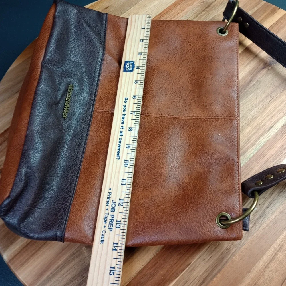 Montana West Brown‎ Two Tone Western Hobo Vegan Leather Tote Shoulder Bag Purse